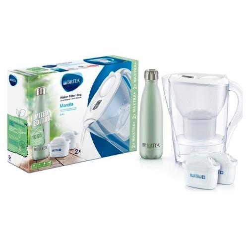 Jarra/filtro Brita Marella + 2 Filtros + Botella inox