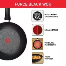 Sartén wok Tefal 28 Force Black