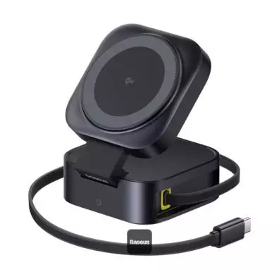 Cargador Baseus PICOGO 2 EN 1 MAGSAFE QI2 NEGRO