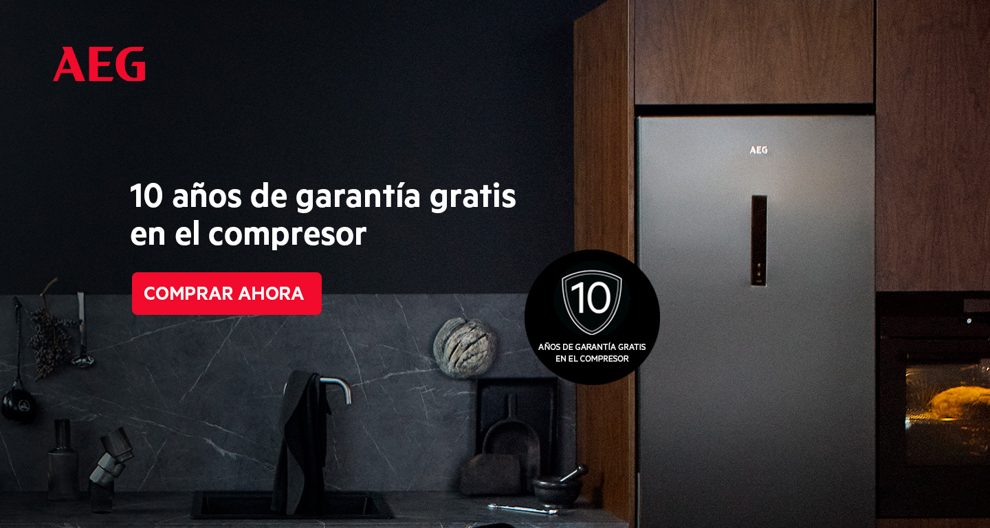 Llévate 10 años de garantía por la compra de tu Frigorífico Combi, Frigorífico 1 puerta, Congelador Vertical, Frigoríficos Side By side y Congeladores Horizontales AEG
