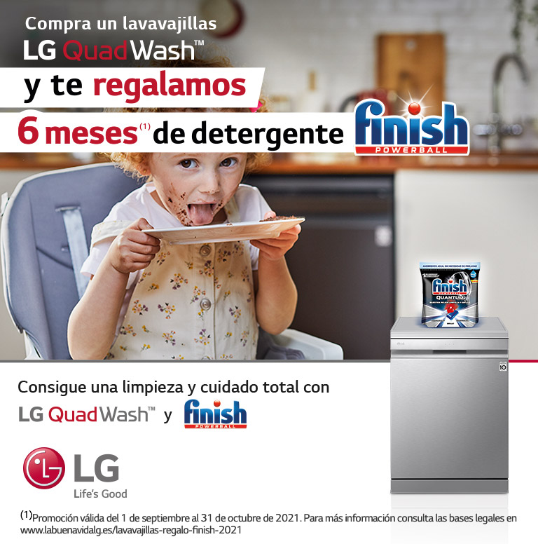 Compra tu lavavajillas LG y consigue 6 meses de Finish Powerball gratis