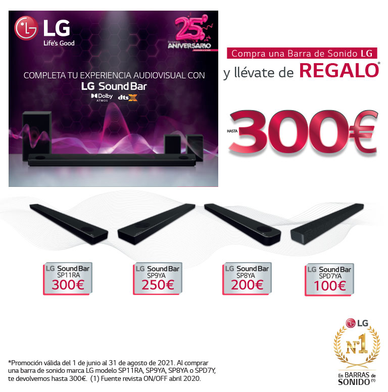 Compra tu Barra de Sonido OLED LG y consigue un reembolso de hasta 300 euros