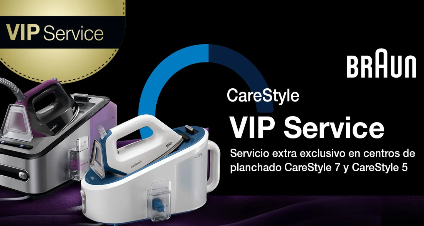 Compra tu centro de planchado BRAUN Carestyle de la serie 5 o 7 y consigue 3 años de servicio VIP