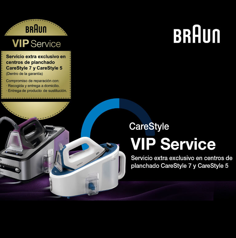 Compra tu centro de planchado BRAUN Carestyle de la serie 5 o 7 y consigue 3 años de servicio VIP