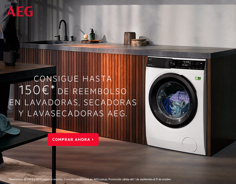 Compra tu lavadora o secadora AEG y consigue hasta 150 euros de reembolso