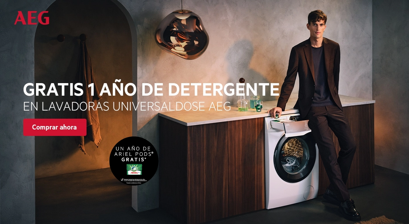 Compra tu lavadora AEG y consigue 1 año de detergente Ariel Pods gratis
