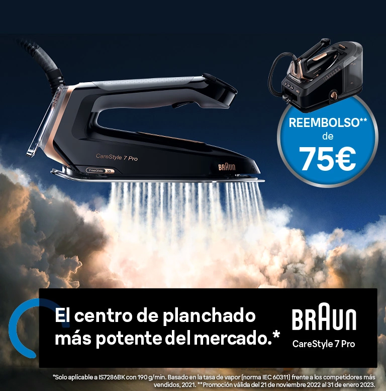 Compra tu centro de planchado CareStyle 7 Pro Braun y consigue hasta 75 euros de reembolso