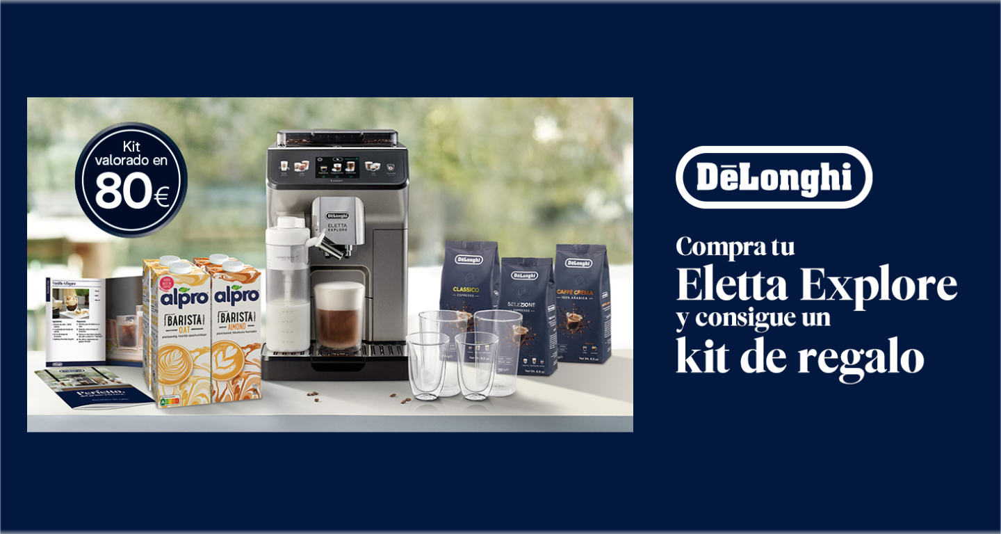 Llévate un kit de regalo valorado en 80€ al comprar tu cafetera Delonghi