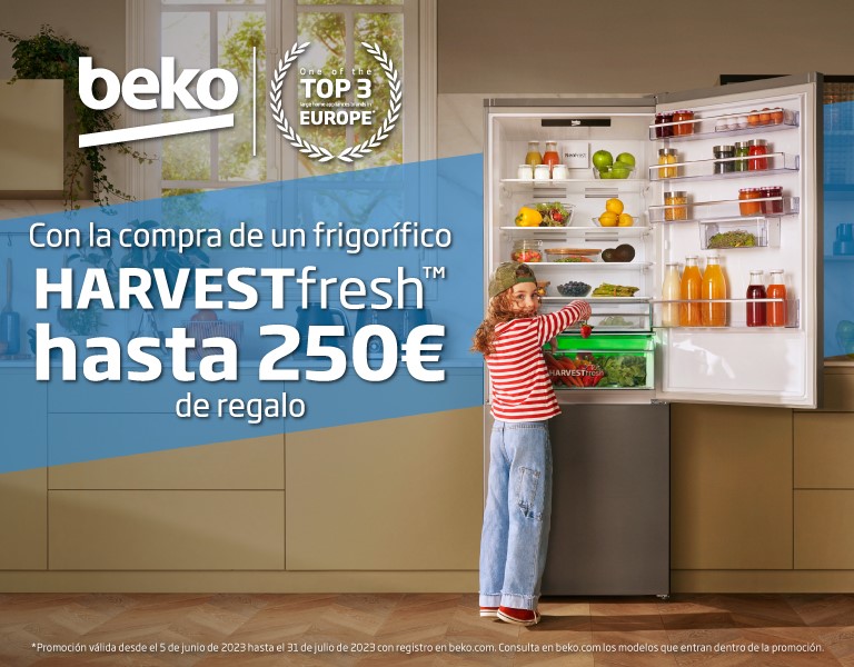 Consigue hasta 250 euros de reembolso por la compra de tu frigorífico HarvestFresh de Beko