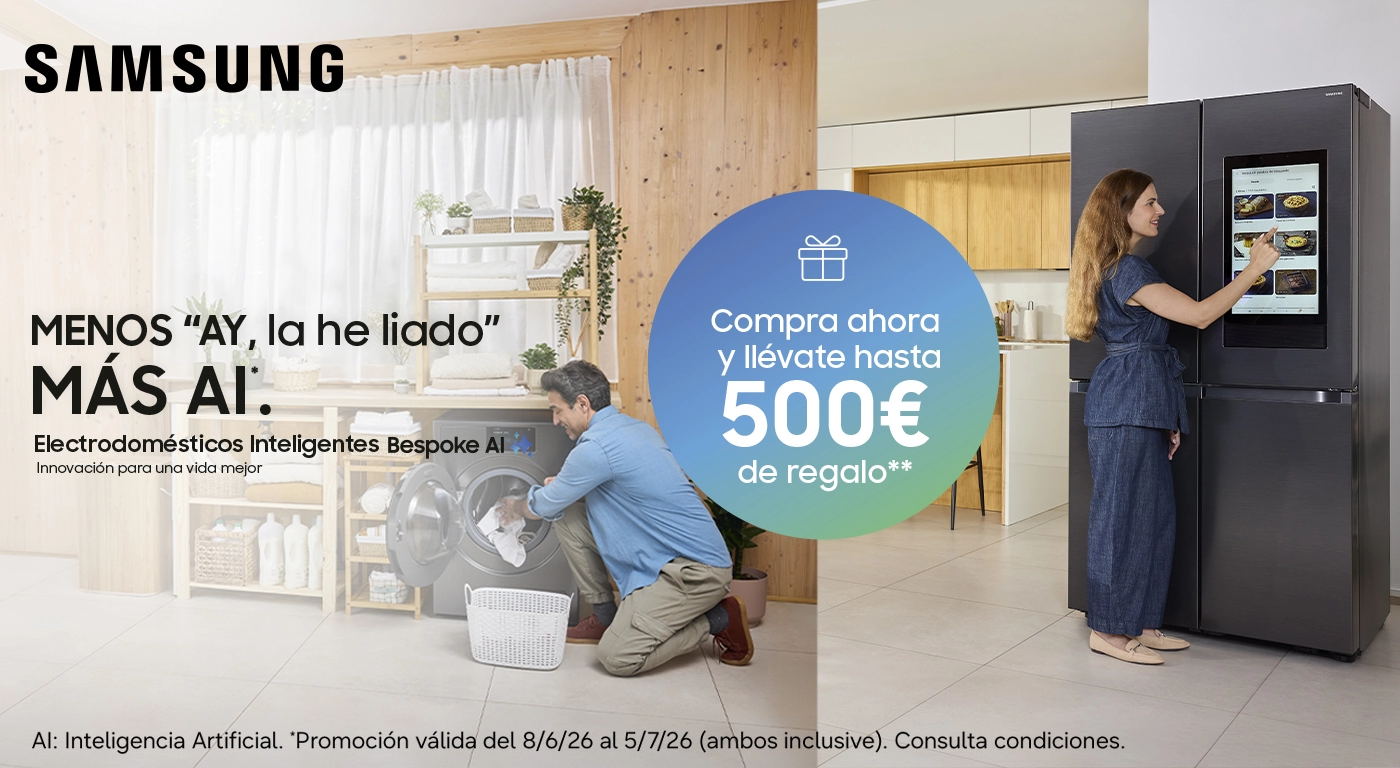 Hasta 500€ de regalo por comprar electrodomésticos Samsung