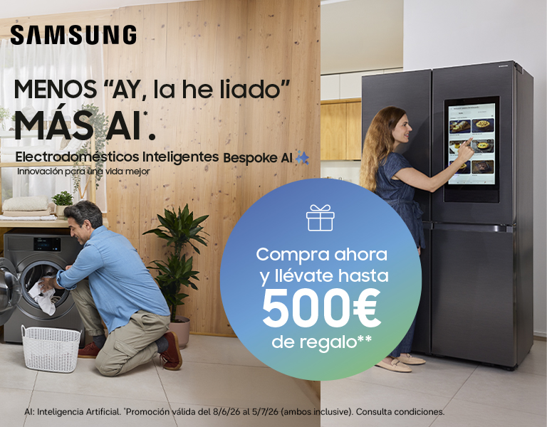 Hasta 500€ de regalo por comprar electrodomésticos Samsung