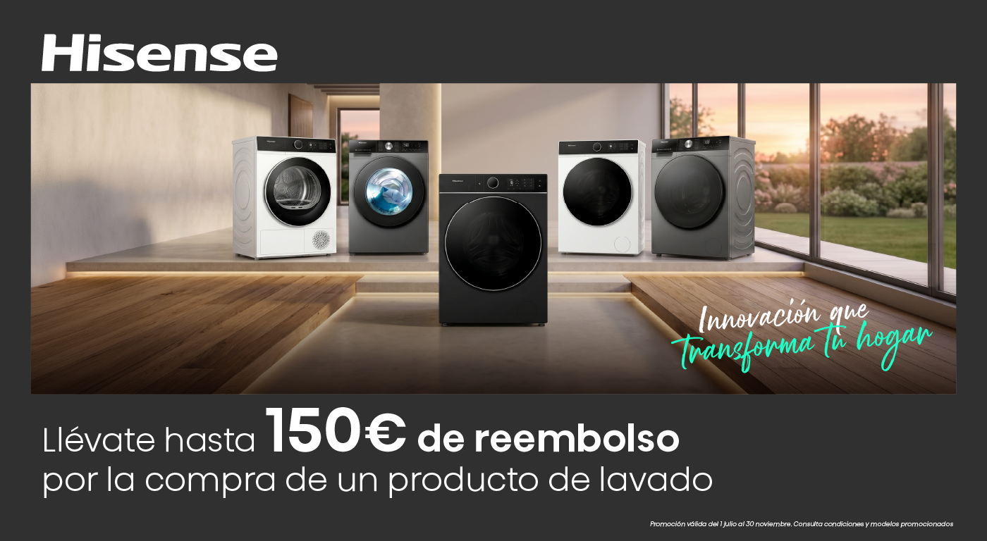 Llévate hasta 150€ de regalo comprando tu lavadora o secadora Hisense