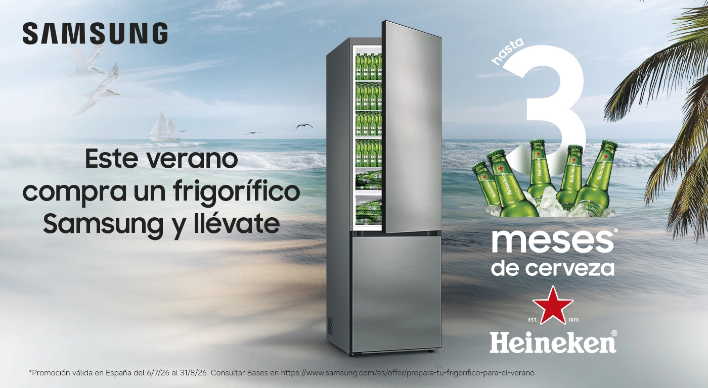 Llévate hasta 3 meses de cerveza Heineken gratis con tu frigorífico Samsung