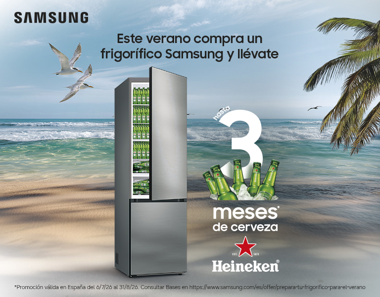 Llévate hasta 3 meses de cerveza Heineken gratis con tu frigorífico Samsung
