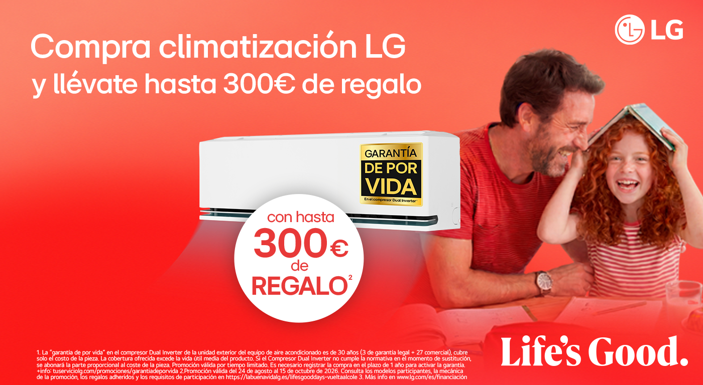 Compra tu aire acondicionado LG en Milar y llévate hasta 300€ de reembolso