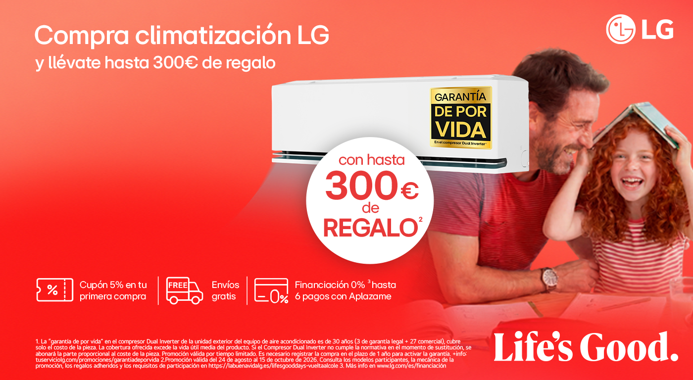 Compra tu aire acondicionado LG en Milar y llévate hasta 300€ de reembolso