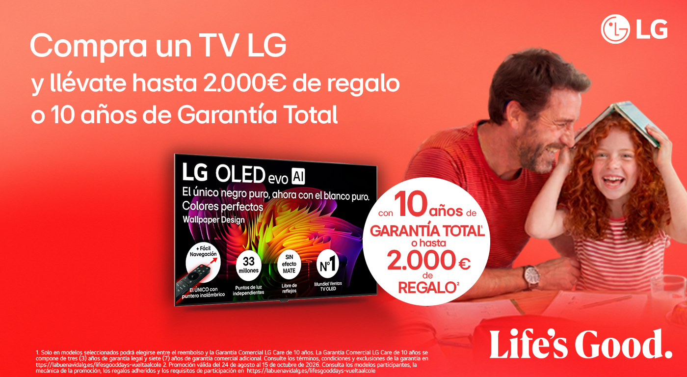 Renueva tu salón con LG y llévate un reembolso de hasta 2.000€ 