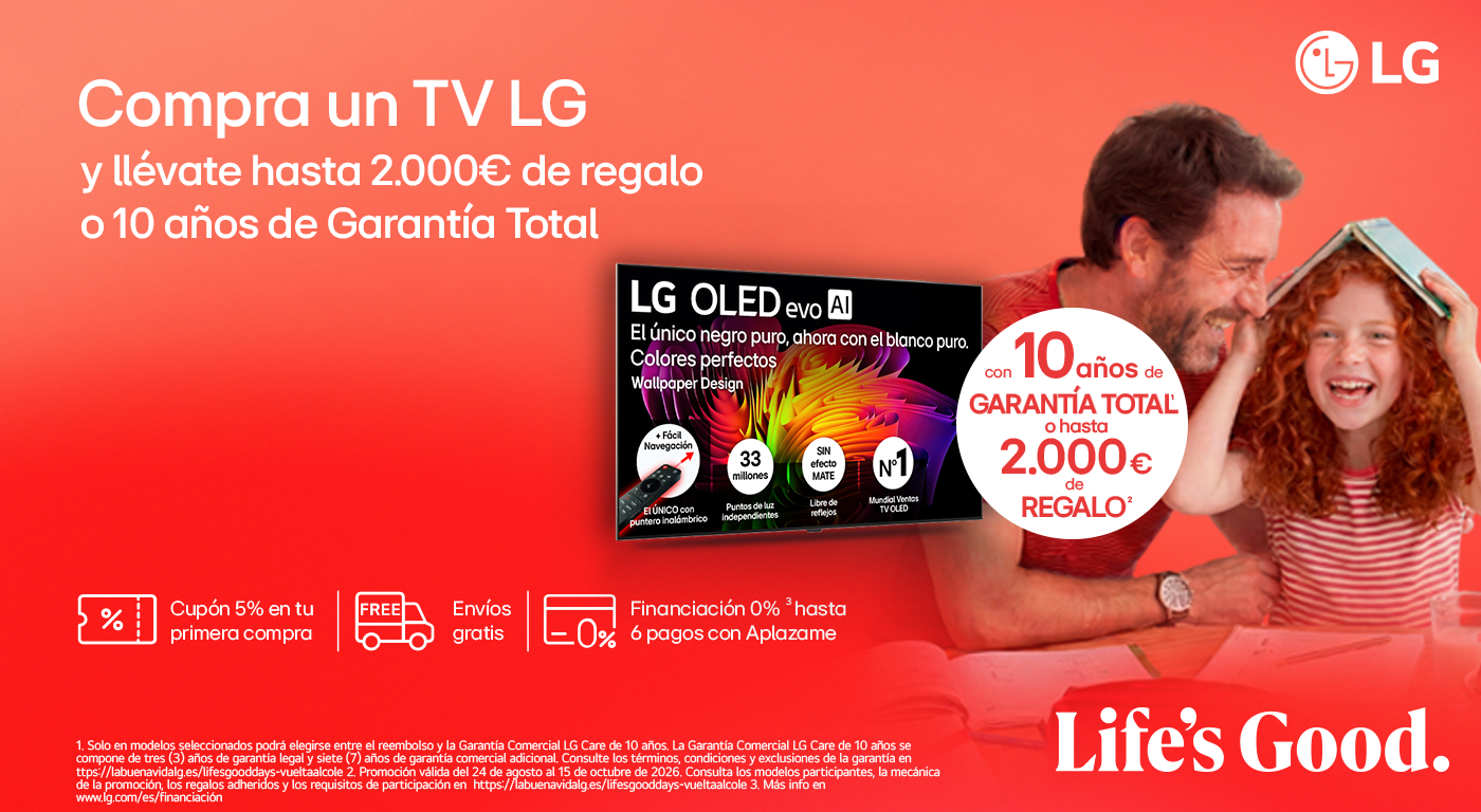 Consigue hasta 2.000€ de reembolso al comprar tu TV o barra de sonido LG